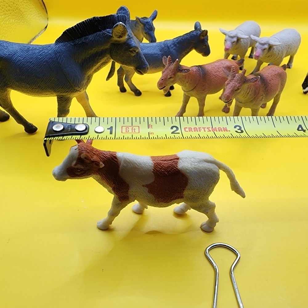 9 Animals Mixed Toy Lot Cows Donkeys Sheep Goats Elk 3-5 Inch - Picture 6 of 6